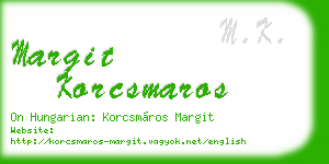 margit korcsmaros business card